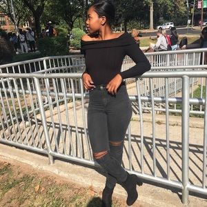 Black Off the Shoulder Bodysuit